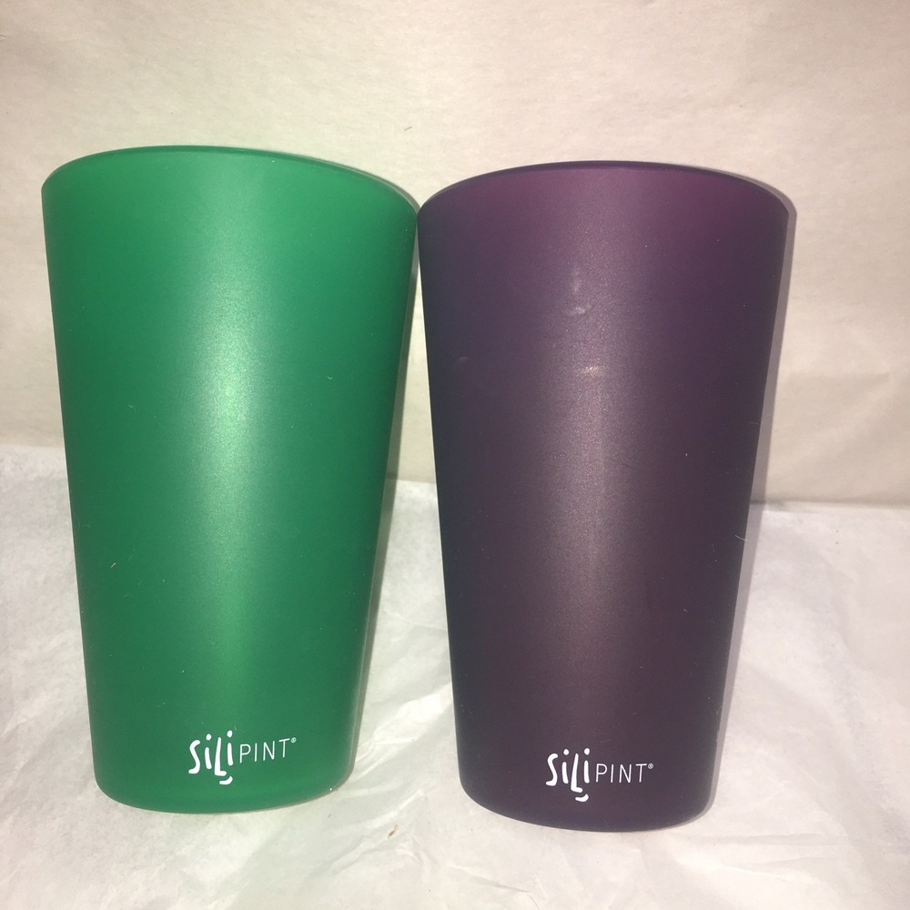 Silipint Silicone Cups Set 16oz Tye die 1 Green,1 Purple Drink ware